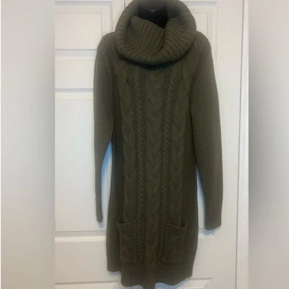 VENUS Olive Green Cowl Neck Cable Knit Sweater Dress M
